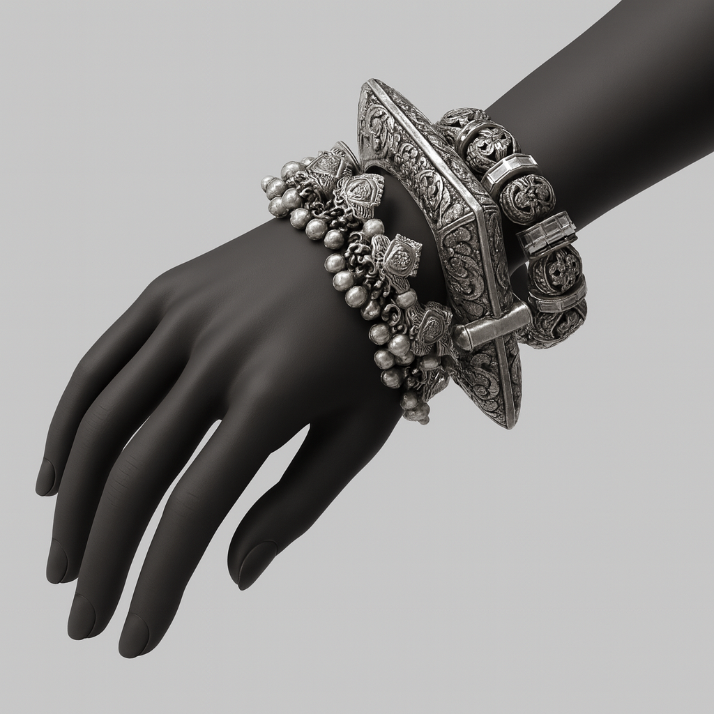 Traditional Oxidised Silver Finish Set – Perfect for Weddings & Festive Looks