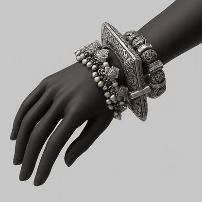 Traditional Oxidised Silver Finish Set – Perfect for Weddings & Festive Looks