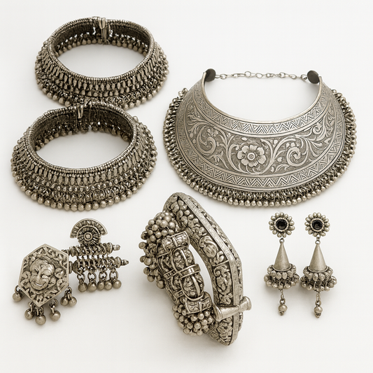 Traditional Oxidised Silver Finish Set – Perfect for Weddings & Festive Looks