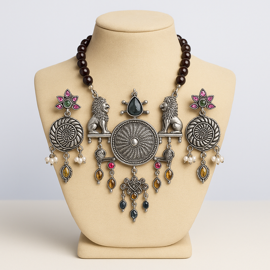 Zevira – Royal Heritage Oxidized Jewelry Set